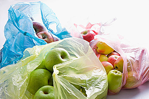多样,苹果,塑料袋
