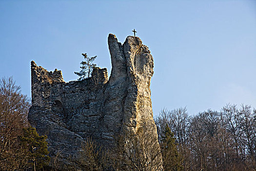 遗址,城堡,多瑙河,山谷,锡格马林根,地区,巴登符腾堡,德国,欧洲