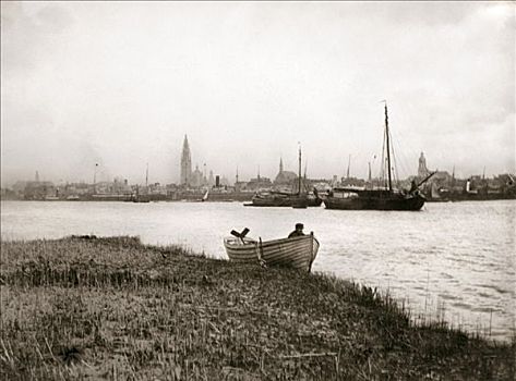 划艇,运河,鹿特丹,1898年,艺术家