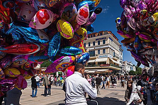 保加利亚,南方,山,普罗夫迪夫,步行街,气球,销售