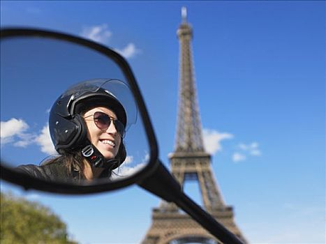 女人,摩托车,巴黎