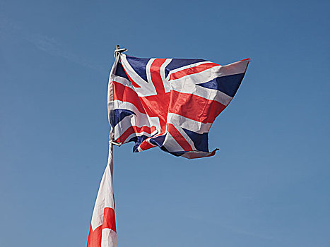 旗帜,英国,上方,蓝天