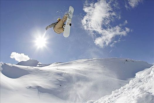 滑雪板玩家,跳跃,室外,奥地利