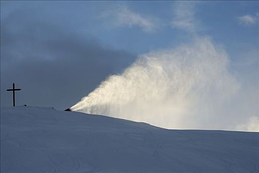 雪,机器,挨着,顶峰,奥地利