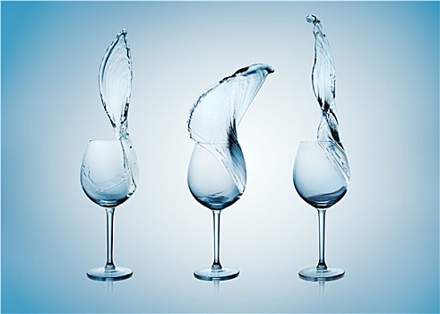 水,溅,葡萄酒杯