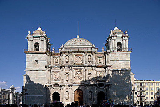 墨西哥,瓦哈卡,夕阳,大教堂,西班牙殖民地