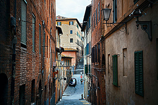 街道,风景,老,建筑,锡耶纳,意大利