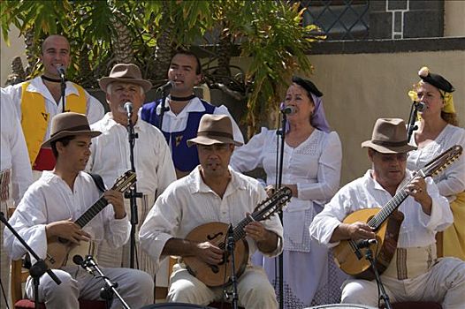 音乐人,传统服装,节日,大加那利岛,加纳利群岛,西班牙