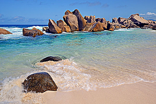 海滩,石头,拉迪格岛,塞舌尔,非洲
