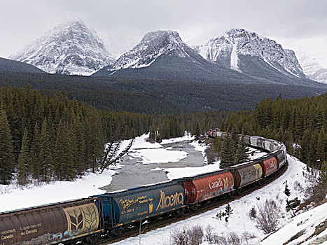 列车,移动,班芙,艾伯塔省,加拿大