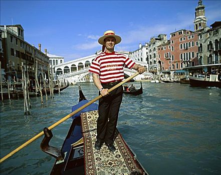 平底船船夫,威尼斯,意大利