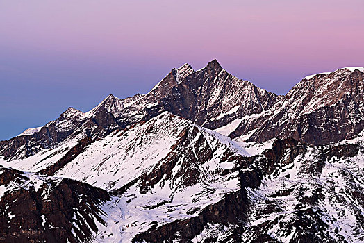 山顶,雪,蓝色,钟点,戈尔内格拉特,策马特峰,瓦莱州,瑞士,欧洲