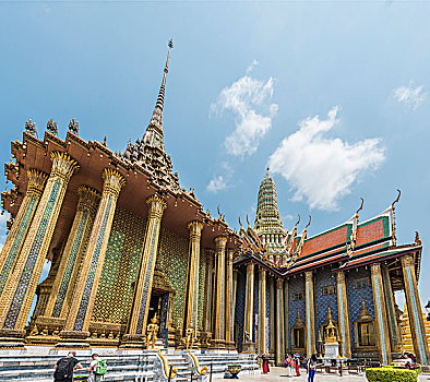 寺院,玉佛寺,图书馆,皇宫,曼谷,中心,泰国,亚洲