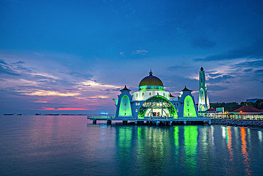 马来西亚马六甲海峡清真寺风光