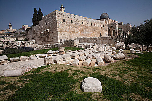 耶路撒冷,考古,公园,城墙,老,以色列