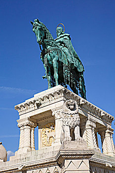 骑马雕像,国王,棱堡,城堡区,布达佩斯,匈牙利,欧洲