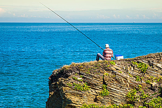 渔民,岩石上,西班牙