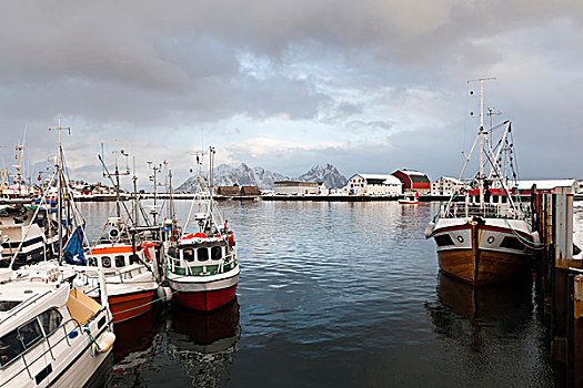 渔船,罗浮敦群岛,挪威