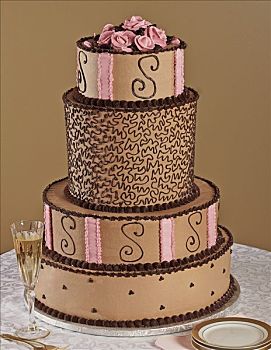 多层,巧克力,婚礼蛋糕