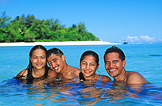 库克群岛,南太平洋,拉罗汤加岛,泻湖,青少年,海洋,水,海滩