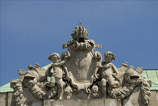 塑像,装饰,屋顶,霍夫堡,皇宫,维也纳,奥地利