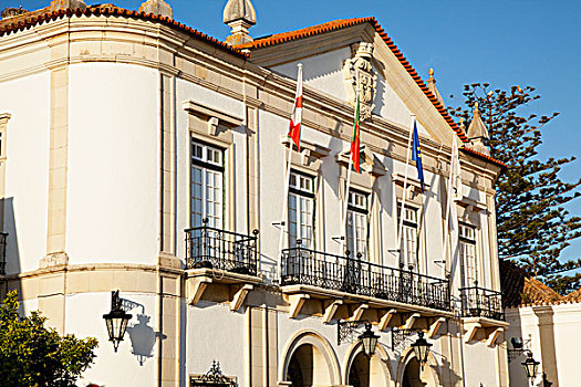 建筑,旗帜,排列,露台,法若,阿尔加维,葡萄牙