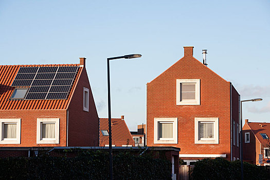 屋顶,太阳能电池板,住宅区