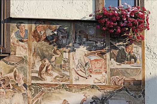 涂绘,房子,萨尔茨卡莫古特,上奥地利州