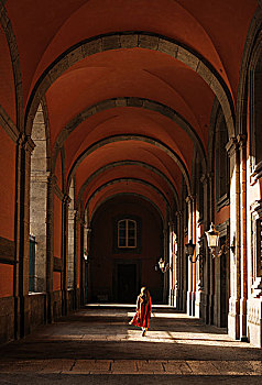 女人,走廊,皇宫,那不勒斯,意大利