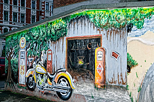 车库,涂鸦,汉诺威,下萨克森,德国,欧洲