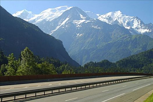 交通,公路,正面,攀升,勃朗峰,夏蒙尼,上萨瓦省,法国