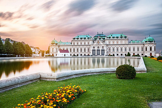 美景宫,日落,维也纳,奥地利