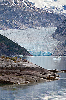 融化,冰河,山峦,背景,恩迪科特,恩迪科特湾,阿拉斯加,美国