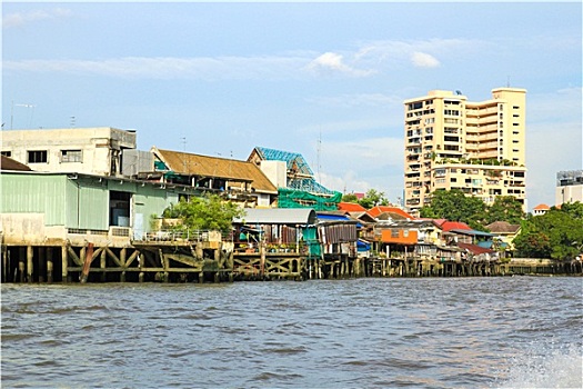 住宅,建筑,风景,船,湄南河,曼谷,泰国