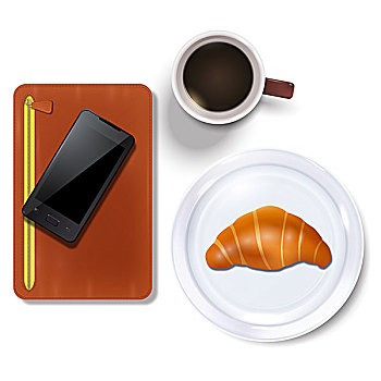 日记,手机,早餐