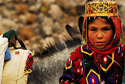 tajikistan,fann,mountains,portrait,of,little,girl,in,traditional,dress