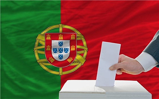 男人,投票,选举,葡萄牙,正面,旗帜