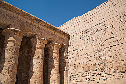柱子,宫殿,哈布城,祭庙,拉美西斯,约旦河西岸,路克索神庙,埃及
