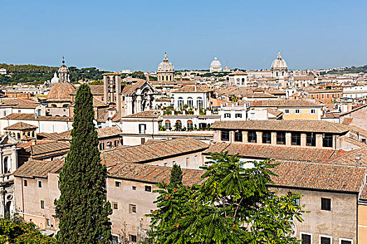俯视图,罗马,多,教堂,圆顶,地平线,远景,意大利