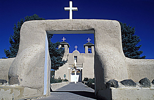 入口,教堂,阿西尼城,新墨西哥,美国