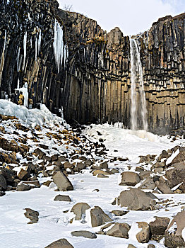 史瓦提瀑布,瀑布,瓦特纳冰川,国家公园,冬天,大幅,尺寸