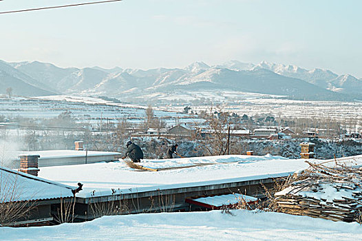 雪景,庙宇,雪,除雪