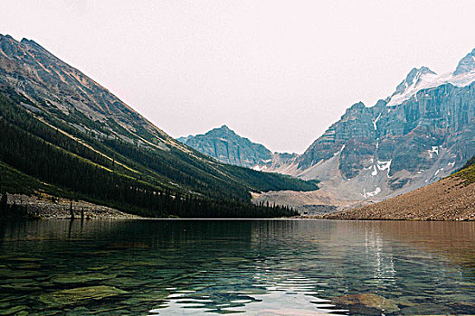 冰碛湖,下方,雪山,山脉,班芙国家公园,艾伯塔省,加拿大