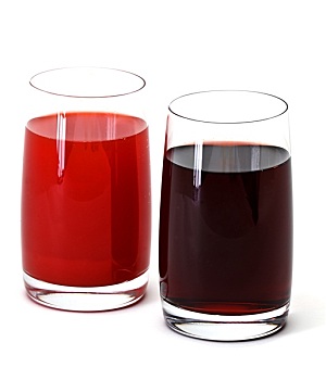 两个,玻璃杯,果汁