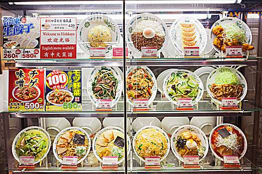 日本,本州,东京,餐馆,橱窗展示,塑料制品,食物