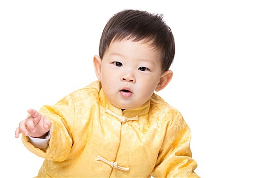 亚洲,男婴,金色,中国人,服饰
