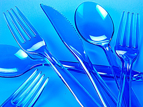 蓝色,塑料制品,餐具,奢华