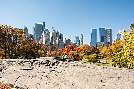 纽约中央公园的秋季景色