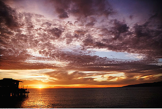 圣莫尼卡码头,日落,加利福尼亚,美国