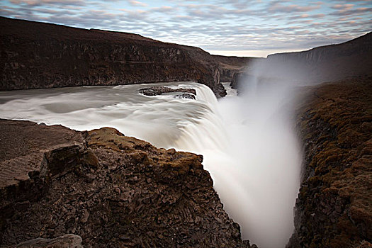 黄金瀑布,瀑布,金色,圆,冰岛南部,冰岛,欧洲